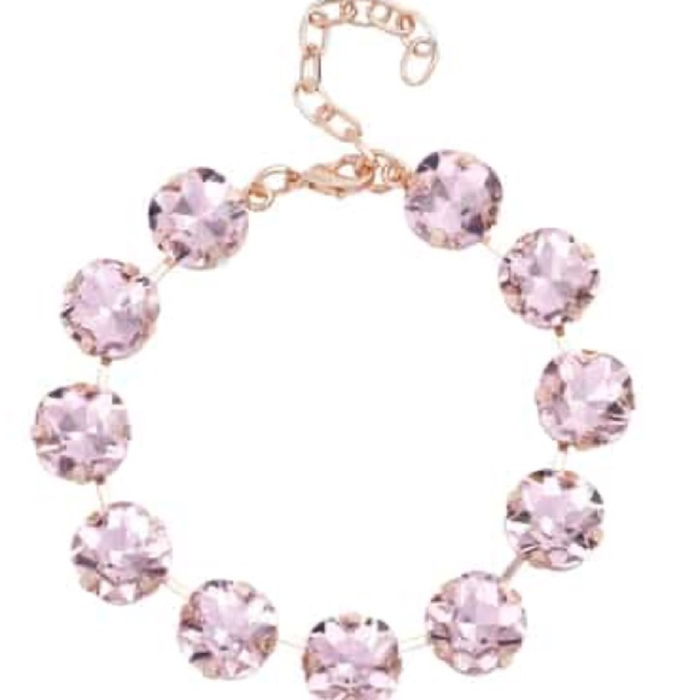 Pink Rose Gold Pink Rhinestone Bracelet Lightweight 7 1/2”-9 1/2” New